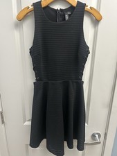 AQUA Black Fit & Flare Sleeveless Lace-Up Side Zip Lined Mini Dress XS