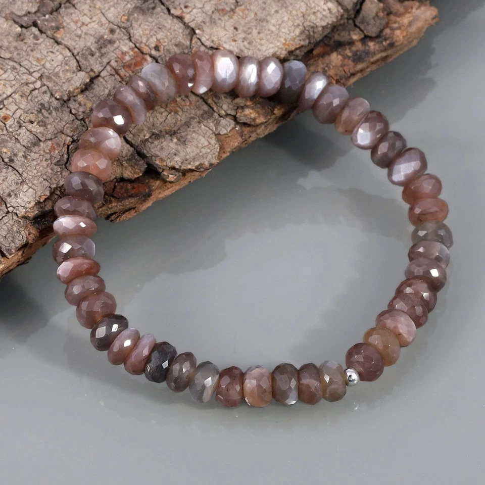 chocolate Moonstone faceted gemstone stretchable adjustable bracelet jewelry sm5 - Image 4 of 4