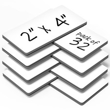 32 Pack Dry Erase Magnetic Labels 2x4 in - Name Tags 2"x4", 32 White
