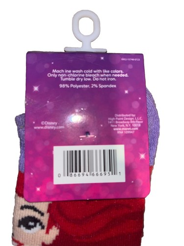 Disney Princess Ariel Girls Shoe Size 7 1/2-3 1/2 No-Shows Socks (1 Pair) - Picture 3 of 3