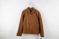 Deadstock Vintage 90s Streetwear Mens Large Soft Lambskin Leather Jacket Brown