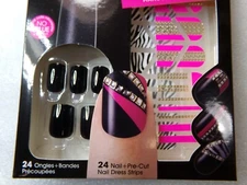 IMPRESS NAILS PRESS ON SHORT - Black with Decorative Stickers