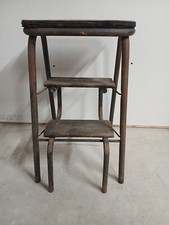 Vintage Kitchen Fold Out Step Stool Ladder Backless Seat Primitive Farmhouse 