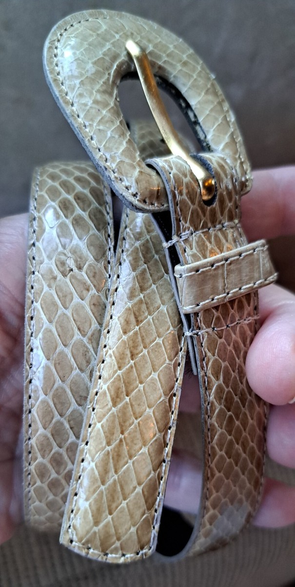 Ladies Vintage Genuine Snakeskin Belt Medium Tan Cream  display picture 1