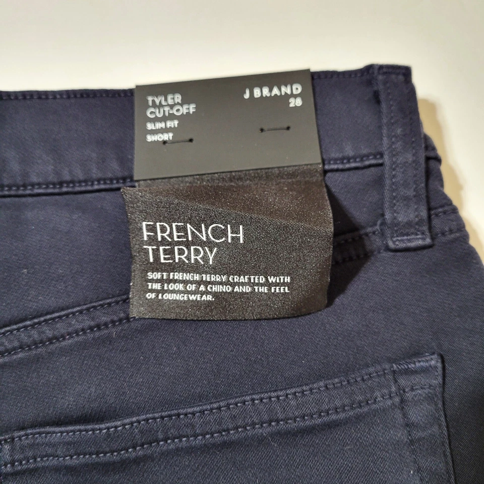 J 品牌短裤男式蓝色 Tyler Cut-off 修身版型 28 Terry Keckley 全新 — 第 2/4 张图片