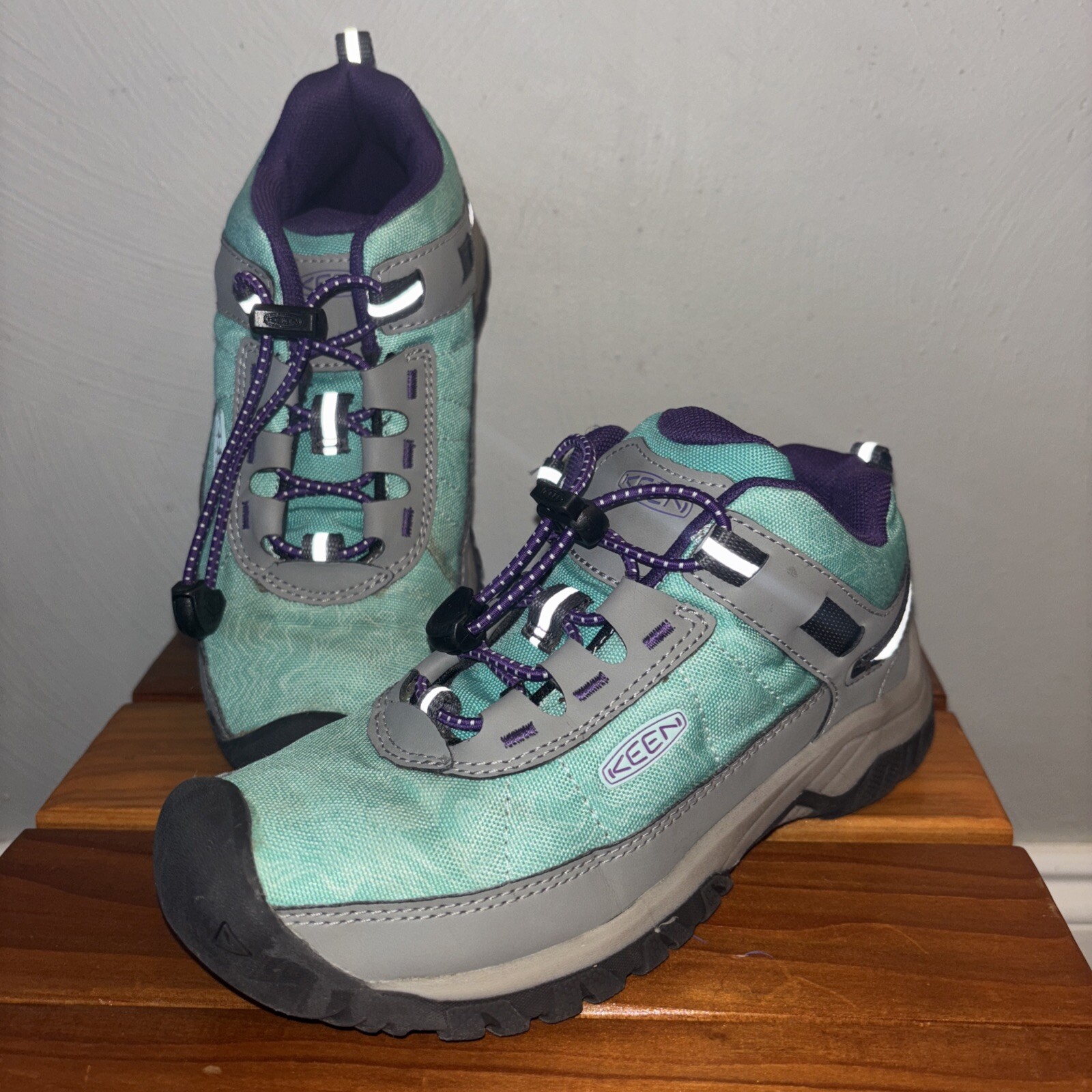 SCARPA DA TREKKING KEEN BIG TARGHEE SPORT VENT PER BAMBINI TAGLIA 1 ELASTICO PIZZO TEAL VIOLA