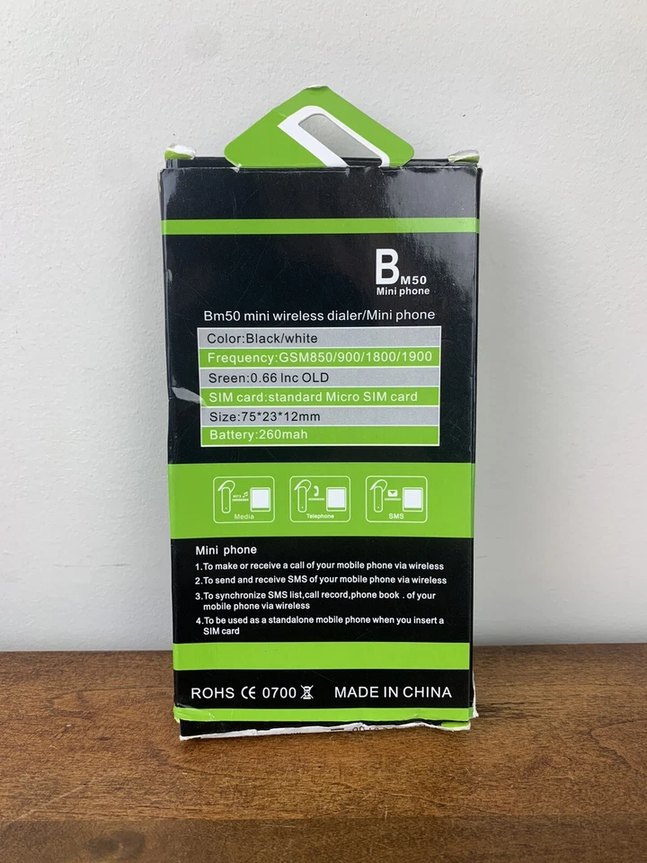 Mini Teléfono GTStar BM50 GSM Teléfono Celular Bluetooth Marcador Negro - Caja Abierta Foto 4 de 4