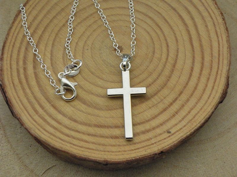 ☝ Halskette, 925 Silber plattiert + Anhänger Kreuz, christlich, NEU ⭐⭐⭐⭐⭐