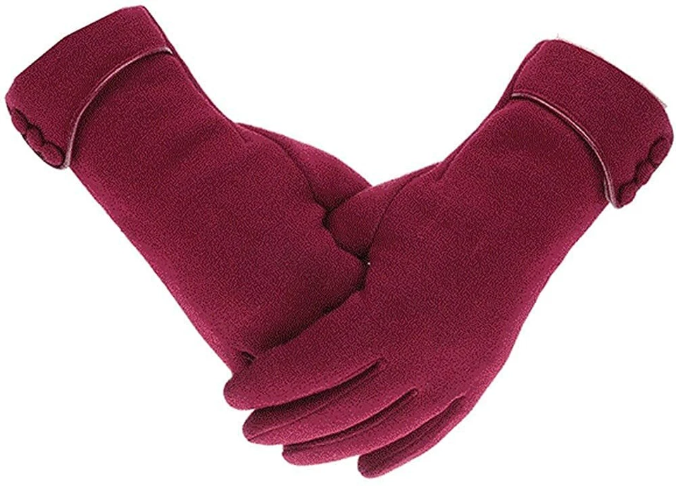 Touch Screen Womens Genuine Leather Gloves Thermal Fleece warm Premium Quality - Image 4 of 4