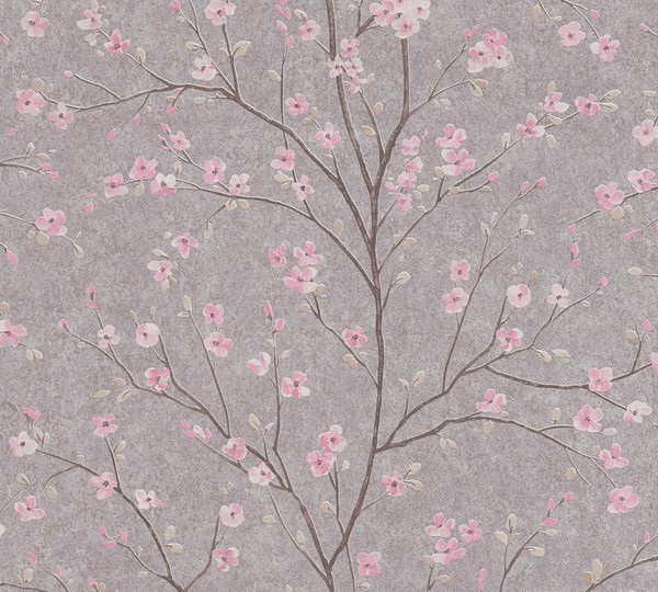 Vliestapete KirschblüTen Floral Grau Rosa Braun Livingwalls 37912-2 (3,45€/1Qm)-image