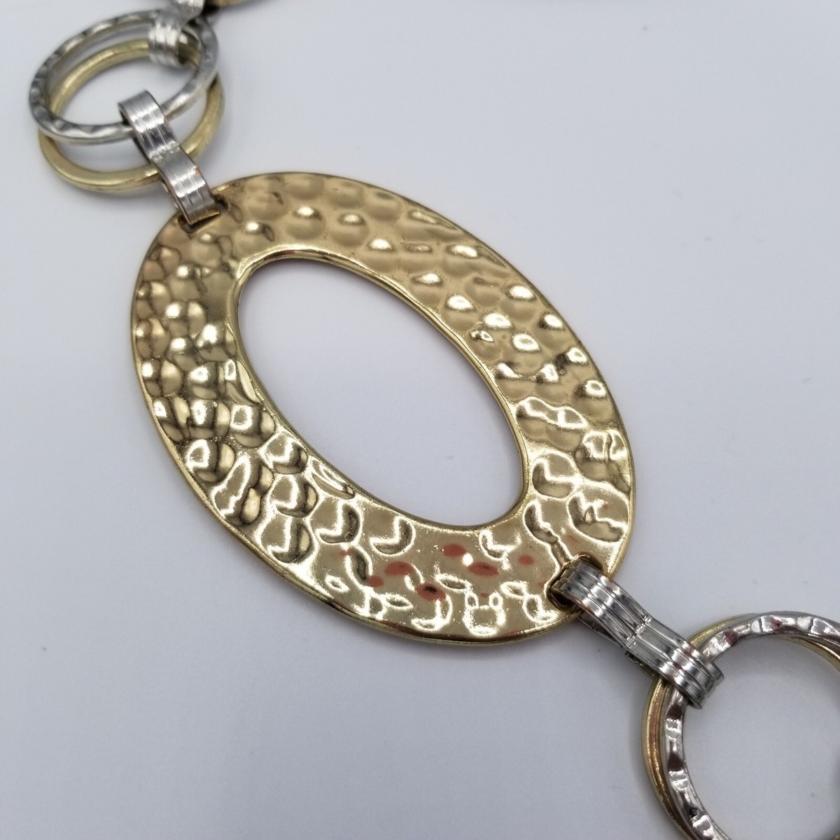 CHICOS Belt Hammered Silver & Gold Tone Adjustable Chain 40  display picture 2