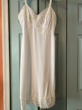 Vintage KOMAR White Nylon  Lace Full-slip Dress Lingerie SZ 34