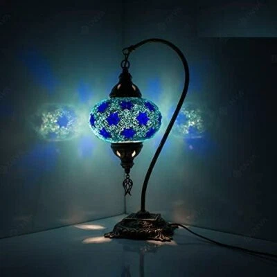 Lampe mosaïque turque marocaine fabriquée à la main Tiffany lampe de bureau - Photo 1/4