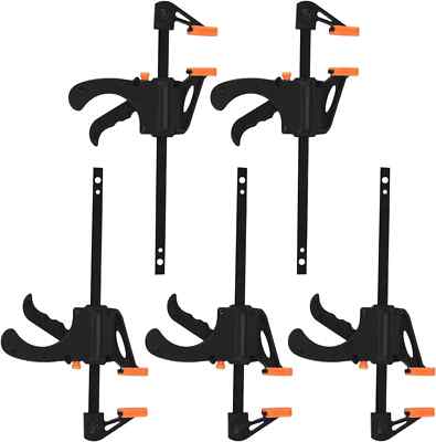 4 Inch Bar Clamps for Woodworking, 5 Pcs Trigger Quick Grip Clamps, One Handed R