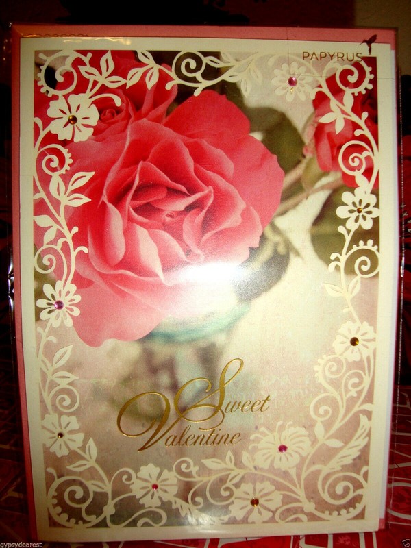 PAPYRUS VALENTINE CARDS U CAME ALONG MY DREAM CAME TRUE JEWELED LACEY ROSE