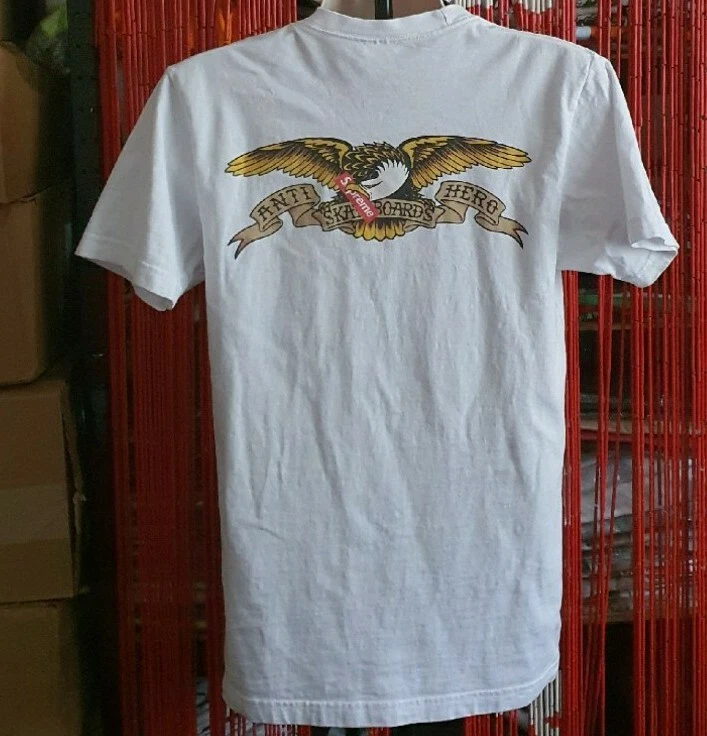 T shirt blanc poche SS16 Supreme x Anti Hero Eagle taille M moyen rare