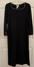 VTG Coldwater Creek Black Long Sleeve Polyester Blend Maxi Dress Sz PM / PL