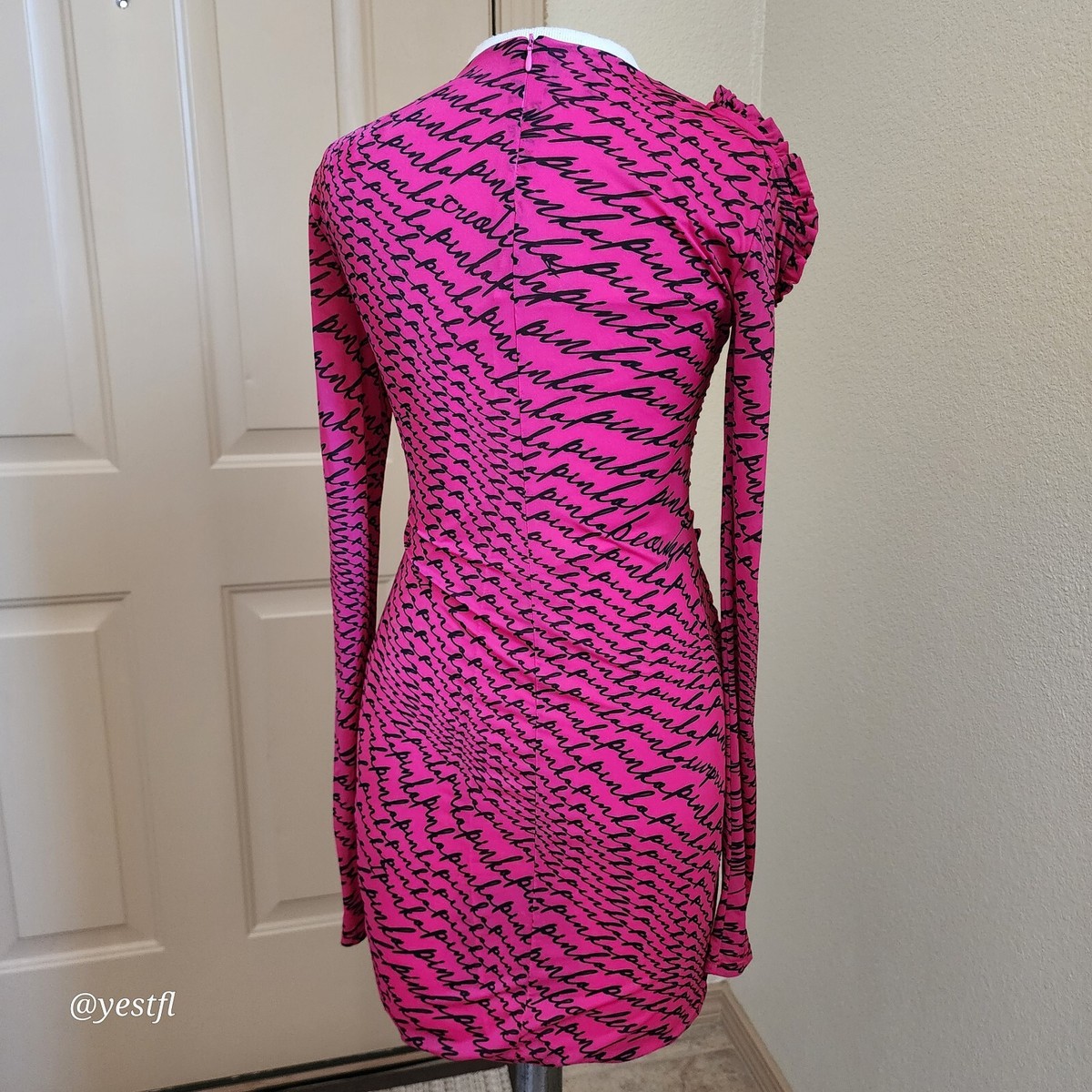 Pinko Pink Mini Dress Fluid Logo M | eBay