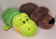 Flip A Zoo Plush Brown Labrador Dog/White Cat Turtle/ Hedgehog Lot Of 2