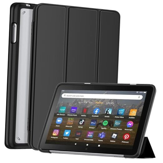 Fire HD 8 Tablet Case (12th/10th Generation,2022/2020 Release), Soft TPU Black