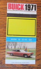 BUICK CAR DEALER MATCHBOOK COVER: 1971 RIVIERA MODEL EMPTY MATCHCOVER -C3