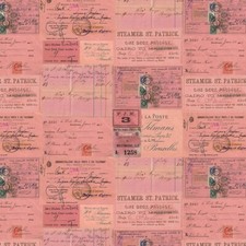 Free Spirit - Palette Pink By Tim Holtz - Ephemera - Pink, Fabric by the Yard