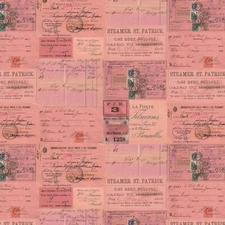 Free Spirit - Palette Pink By Tim Holtz - Ephemera - Pink, Fabric by the Yard