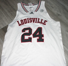 Louisville Cardinals Basketball Game Used Throwback White Jersey  XL+2 #24