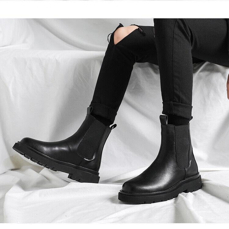 This product is a stylish pair of British-made black leather Chelsea ankle boots Chelsea Boot - Black Leather main image 2