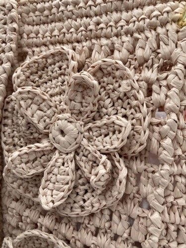ELLE Raffia Crochet Tote Bag - Picture 2 of 4