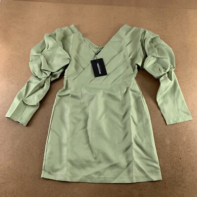 Pretty Little Thing Women's Sage Off The Shoulder Ruched Bodycon Dress  NWT