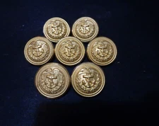 (7) Waterbury button company antique brass buttons with ANCHOR LARGE 7/8
