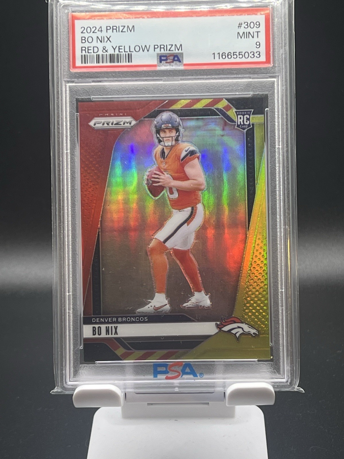 2024 Panini Prizm - Rookies Bo Nix #309 Red & Yellow Prizm /44 (RC)