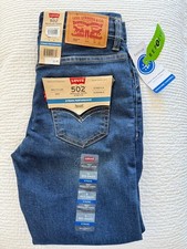 NWT BOYS LEVIS 502 REGULAR TAPER STRETCH JEANS - Medium Blue Size 8  24 X 25