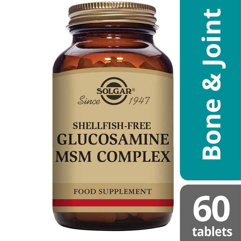 Solgar Glucosamine MSM Complex 60 Tablets Vegan Shellfish Gluten Dairy Free
