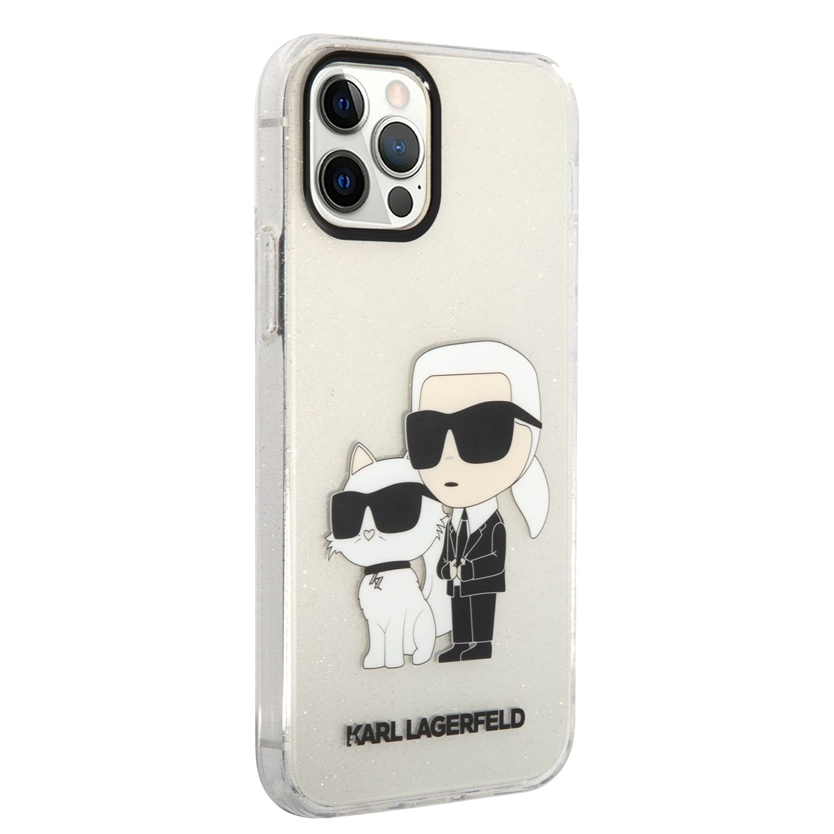 Coque iPhone 12 paillettes Karl et Choupette étui de protection transparent en TPU