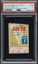 1965 Mike Curtis Dave Osborn NFL Debut Football Colts Ticket Stub PSA 3 Pop 1