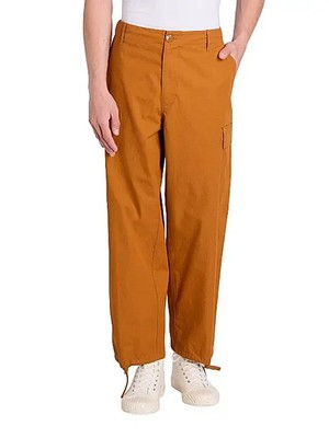 Kenzo Wide-Leg Cargo Workwear Pants Men's 38 Dark Camel Button Zip