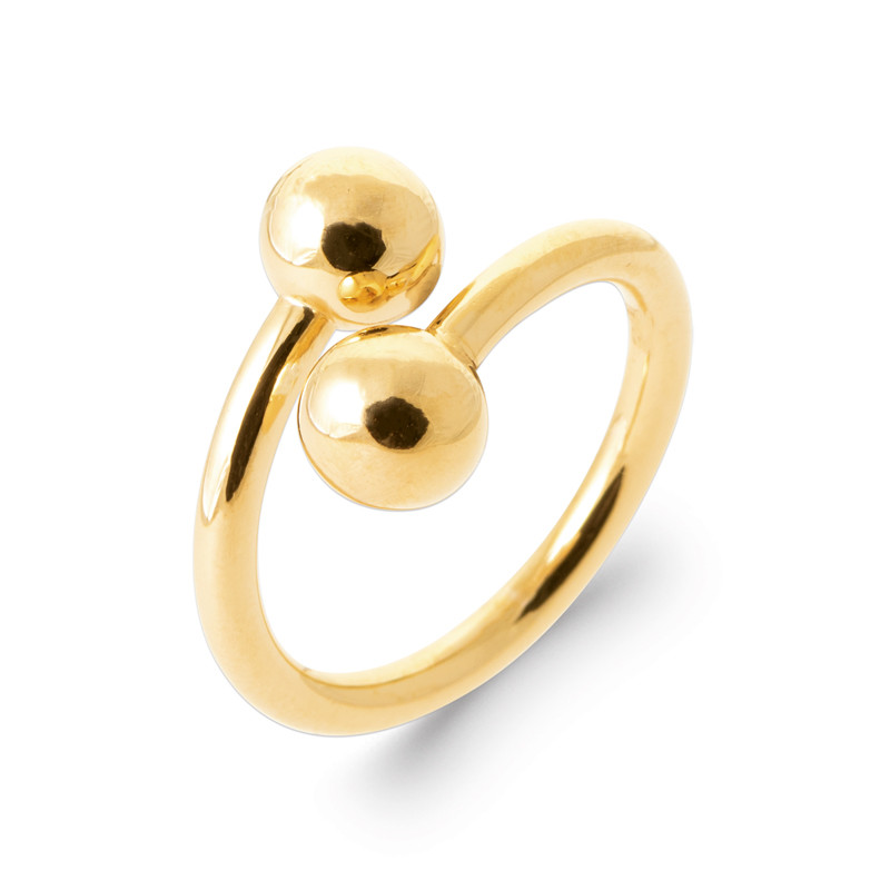 Bague boules style Toi & Moi plaqué or 18k | Bijou femme chic du 50 au 60