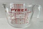 Vintage Pyrex #532 Flat Top 4 Cup/1 Quart/1 Liter Open Handle Measuring Cup