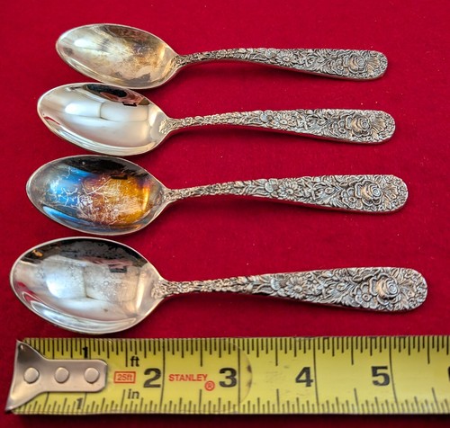 Lot Of 4 Godinger Olde Bouquet Silverplate Teaspoons Flatware