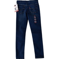 Levi's Flex Stretch Pull On Jeggings Dark Blue Denim Jean Girls Size 12 Regular