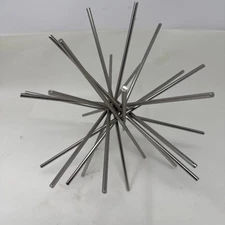 Vtg Mid Century Modern Metal Abstract Spiked Orb Ball Tabletop Decor Figure 10”