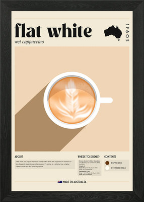 Coffee Shop flach weiß Kunst gerahmtes Wandbild Poster Leinwanddruck Bild