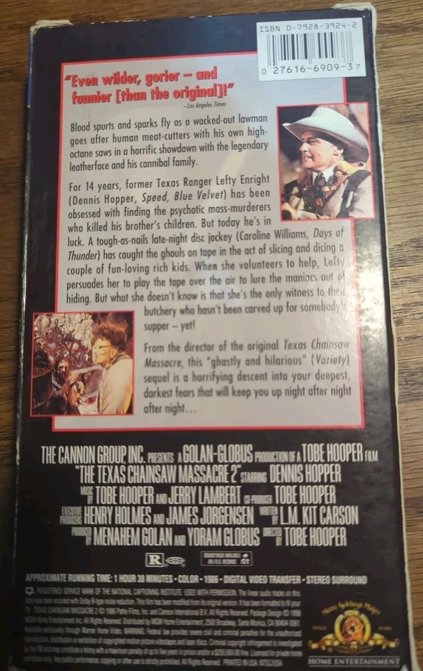 The Texas Chainsaw Massacre 2 VHS Vintage CULT HORROR Movie Leatherface - Image 2 of 3
