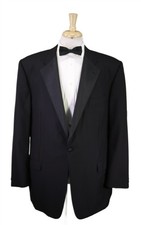 Hickey Freeman Black Tuxedo Formal 1-Btn Blazer Jacket Wool Grosgrain 50R