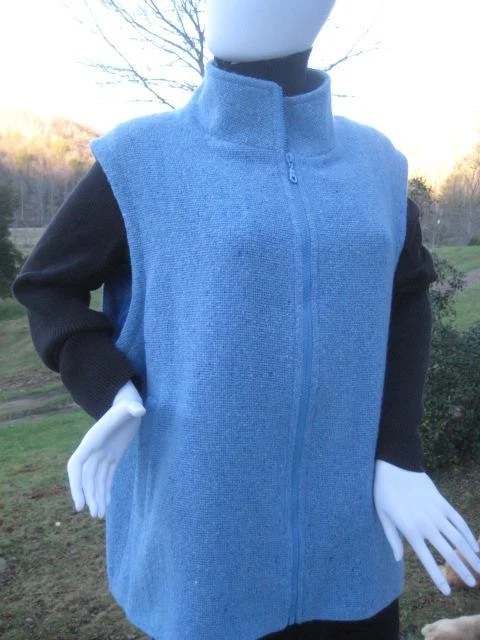 Chaleco de lana azul tejido a mano Boyne Valley Weavers en Irlanda para mujer talla 2XL Foto 4 de 4