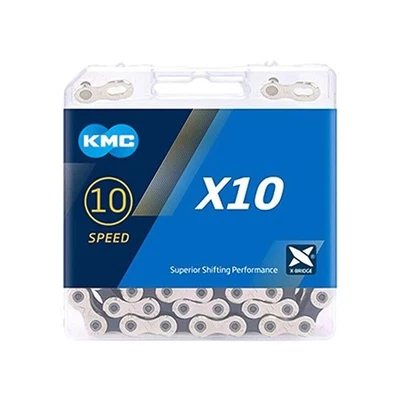 KMC 10 Speed Chain X10 Silver 116 Link Stretch-proof MTB Bicycle Road Univesal~ - Image 1 of 4