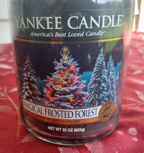 RARE Yankee Candle Magical Frosted Forest 22oz Large Jar RETIRED Christmas Tree - product listing photo