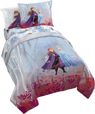 Disney Frozen 2 Forest Spirit 5 Piece Twin Bed Set - Includes Reversible Comfort